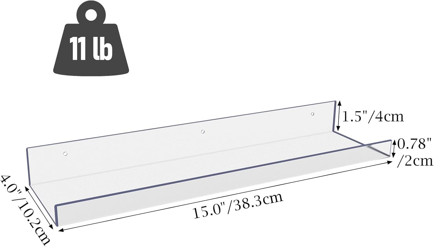Thumbnail 2 de RLAVBL 5 Pack 15" Acrylic Floating Wall Shelves