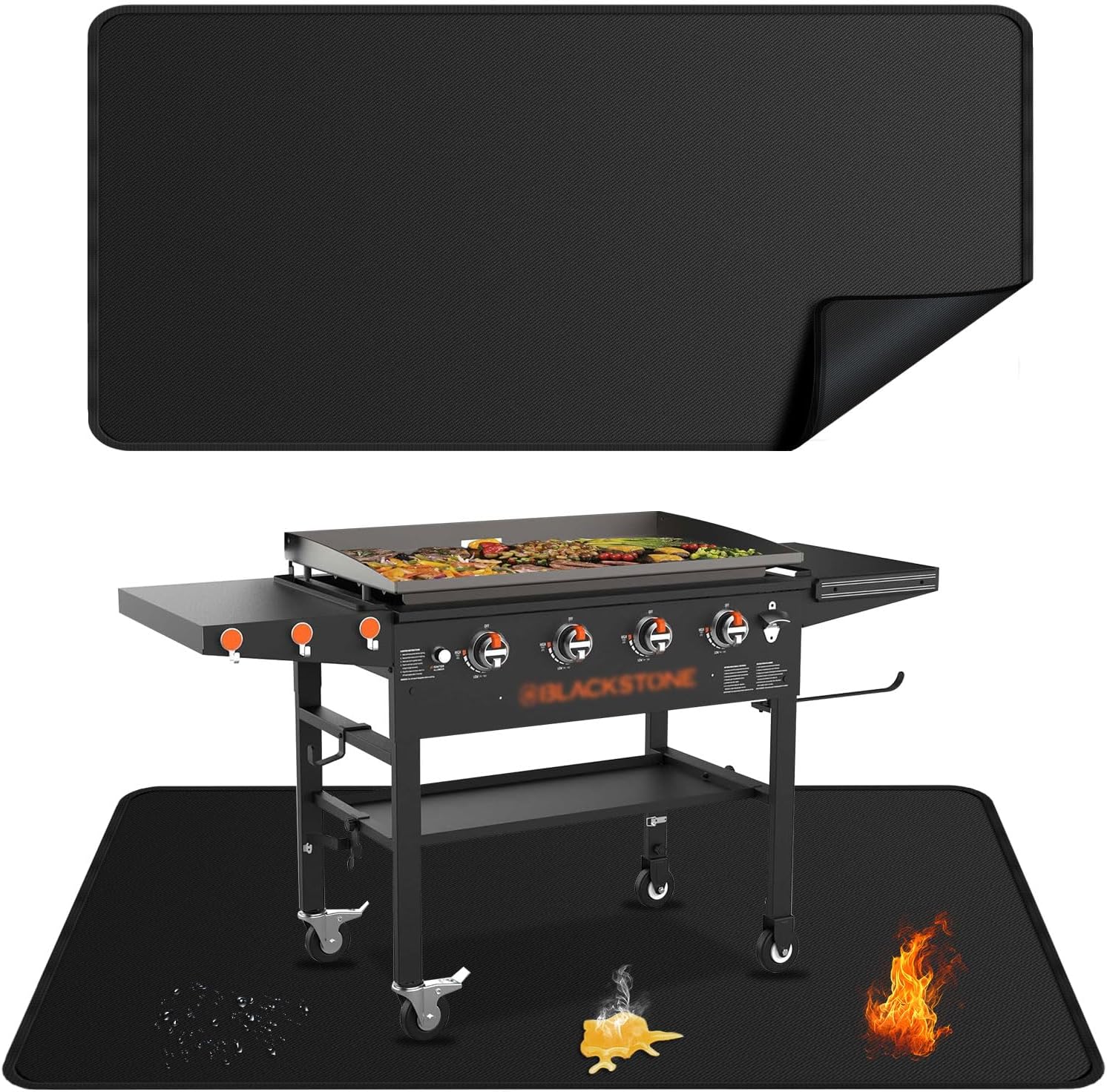 Detalle de rumlick HDC-1153 75 x 40-Inch Grill Mat, Double-Sided Fiberglass