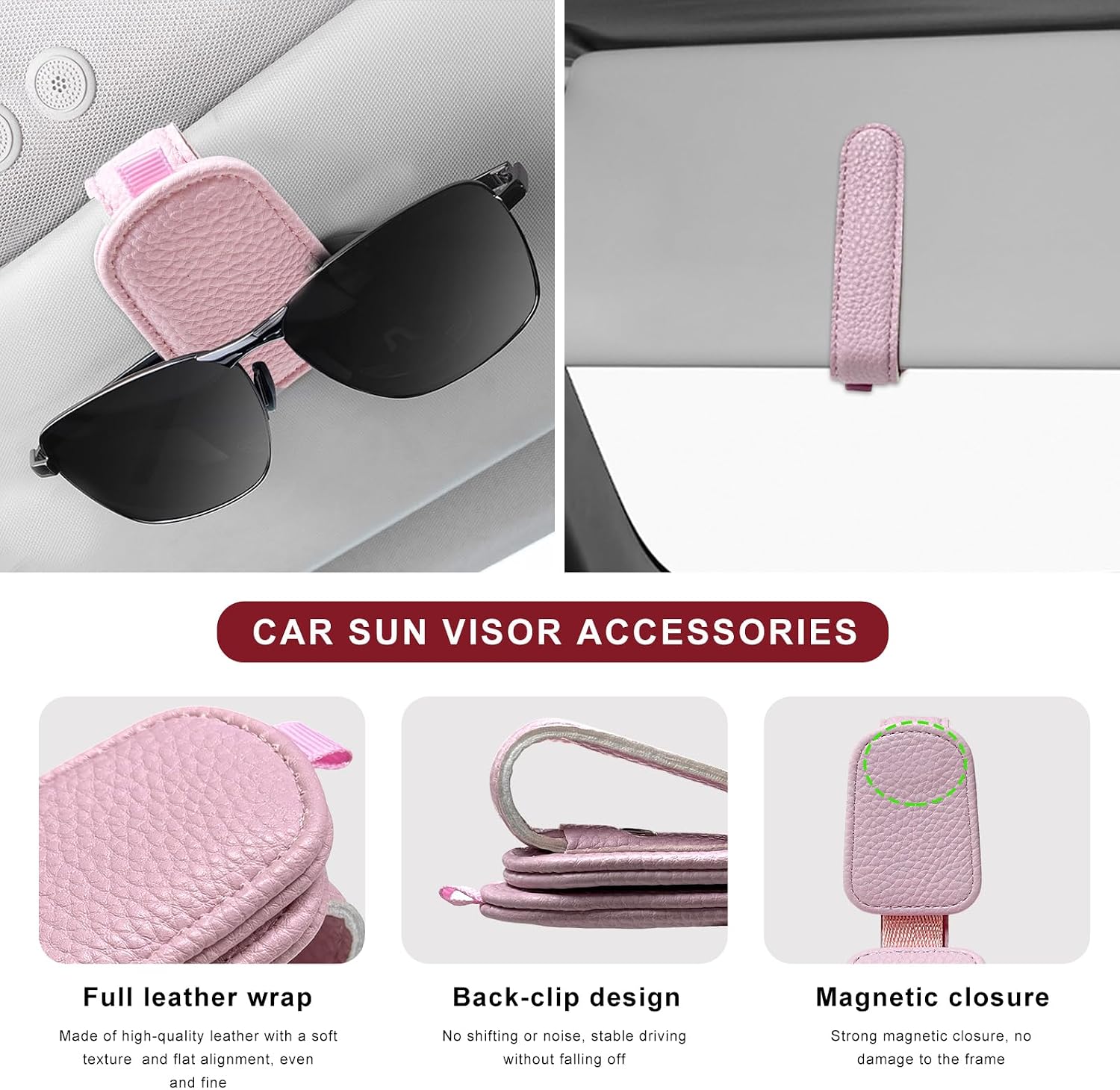 Detalle de LSKASELUE Car Sunglasses Holder, Leather
