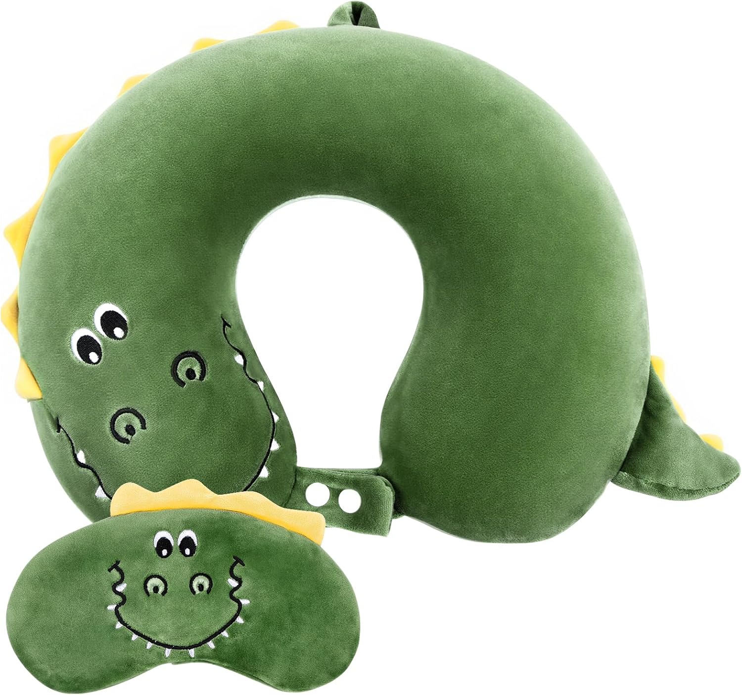 Detalle de Alaoo Travel Pillow: Removable Memory Foam Kids U‑Shaped Neck Pillow with Eye Mask