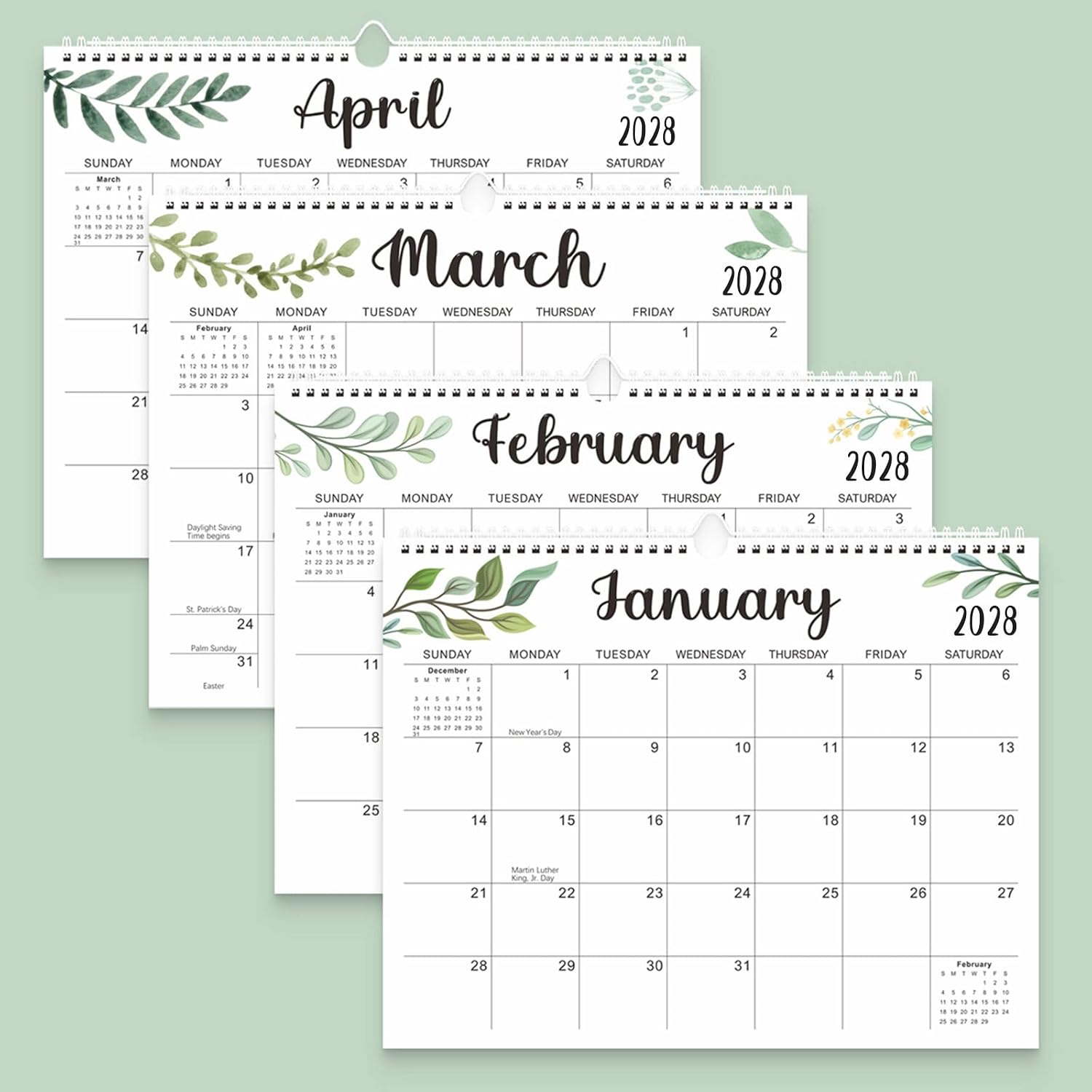 Detalle 1 de PARTSPOWER 2027–2028 Wall Calendar, 18-Month Leaf Organizer with Stickers