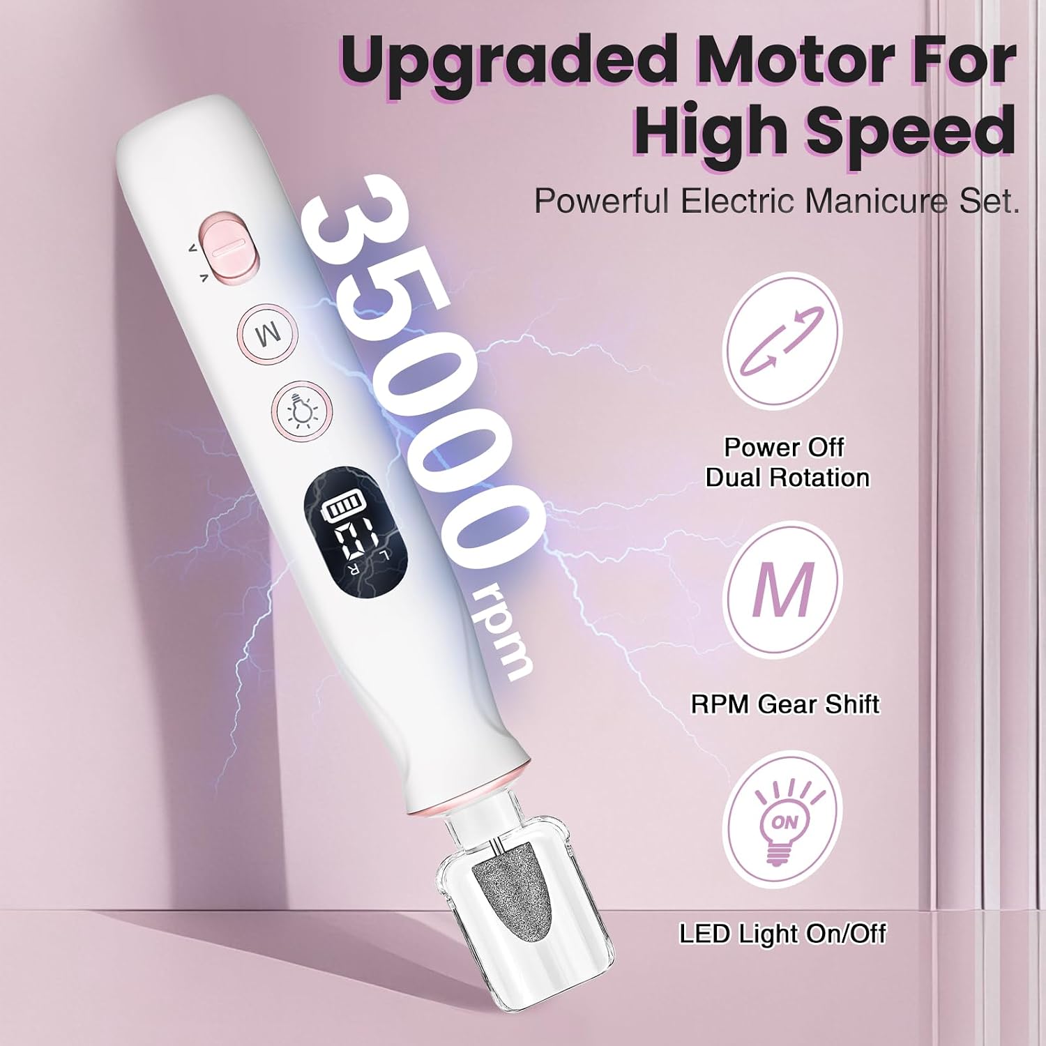 Thumbnail 3 de Electric Nail Drill 12-in-1 Cordless Kit for Professional Nail Care