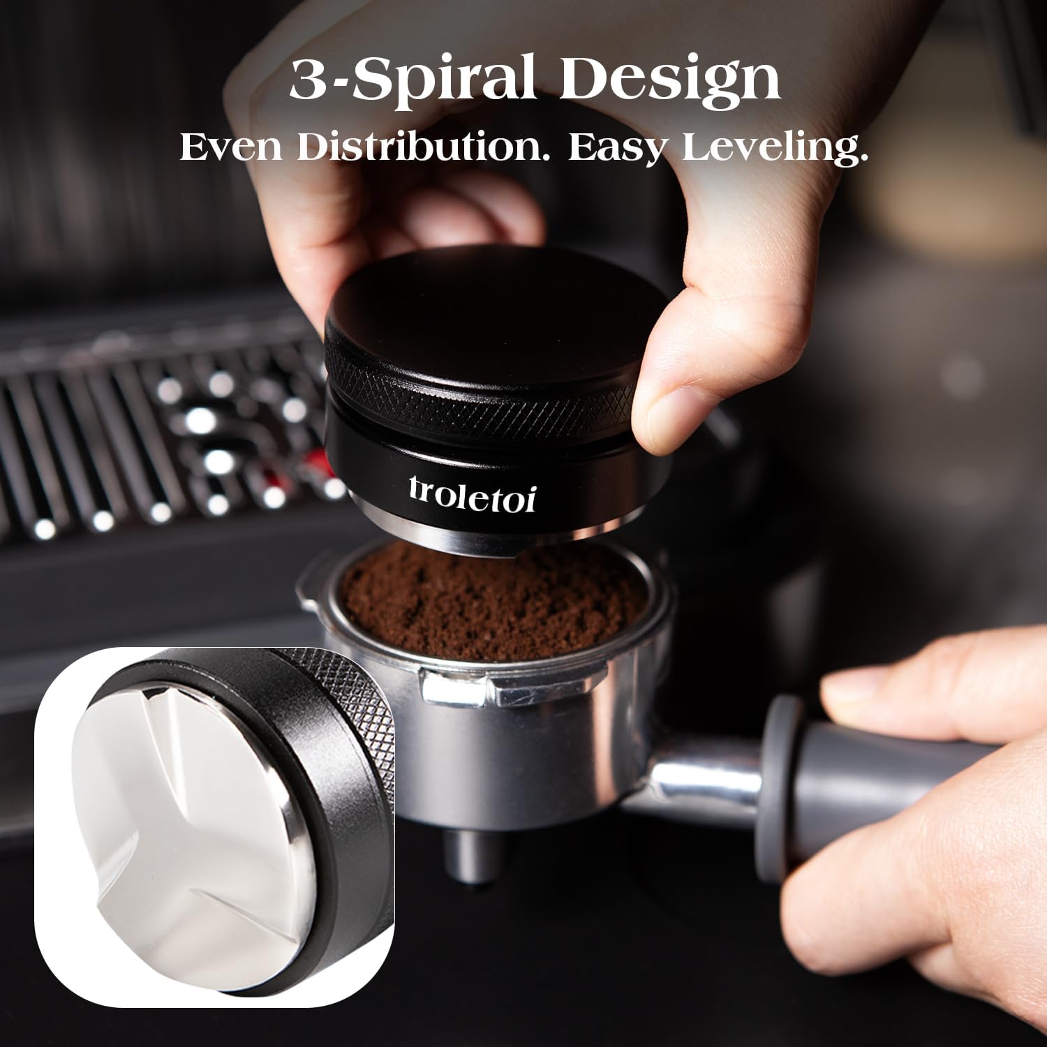 Detalle de troletoi 7-Piece Espresso Accessories Kit with 53.3mm Tamper and WDT Tool
