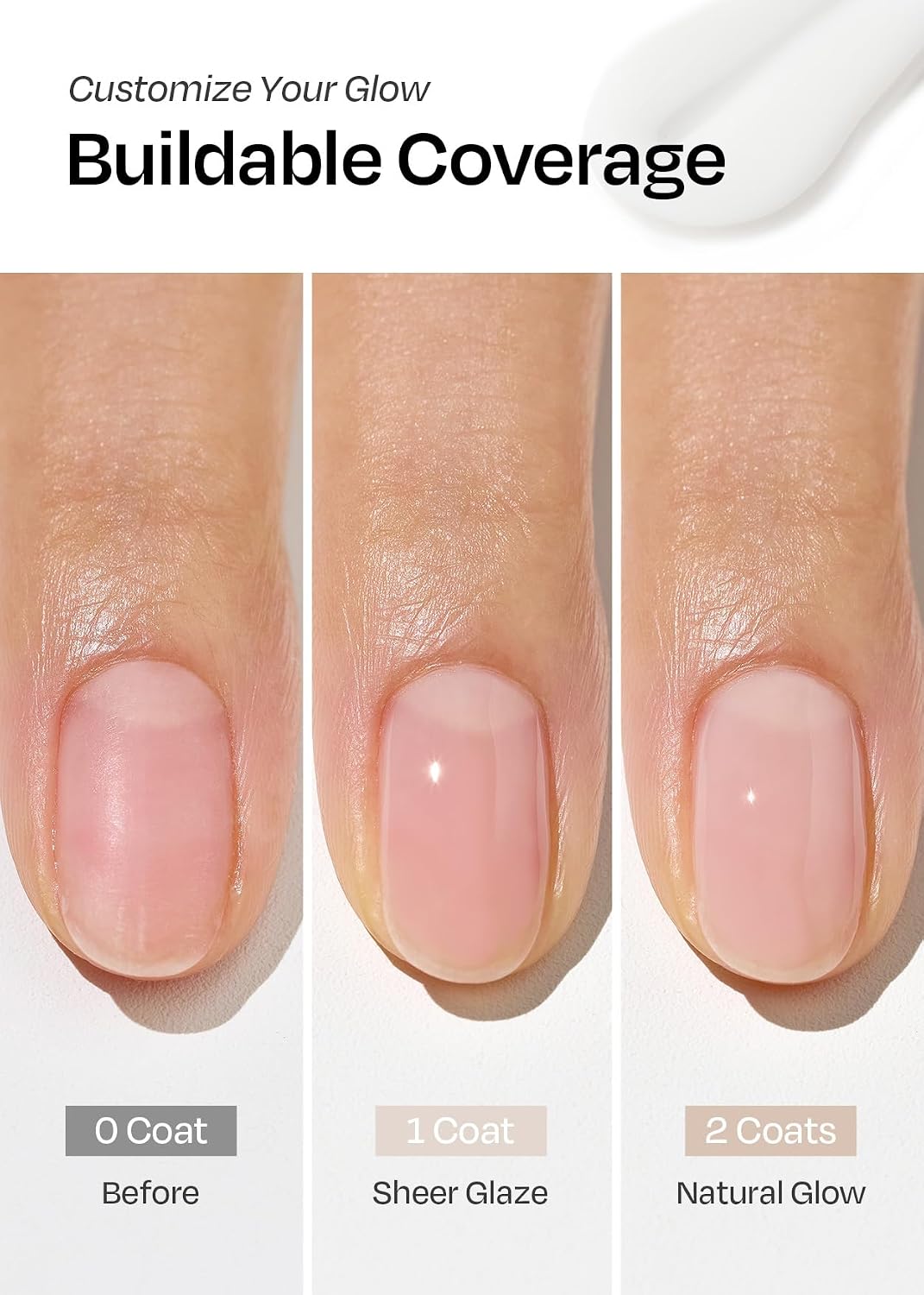 Detalle 2 de ohora Natural Glow Milk Syrup Nail Strengthener, Coconut Tint, Glossy Finish
