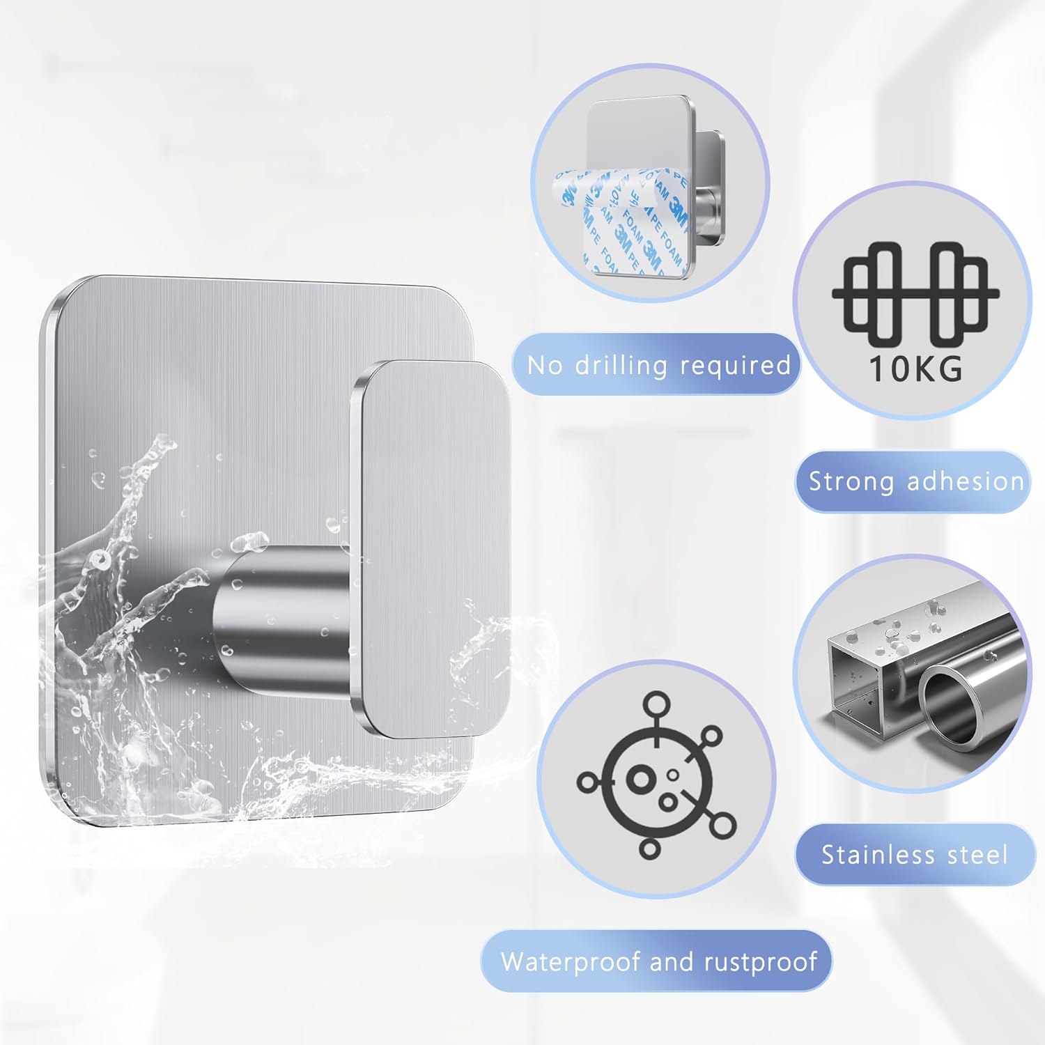 Thumbnail 4 de Aikzik Large Self Adhesive Hooks 4 Pack 10kg