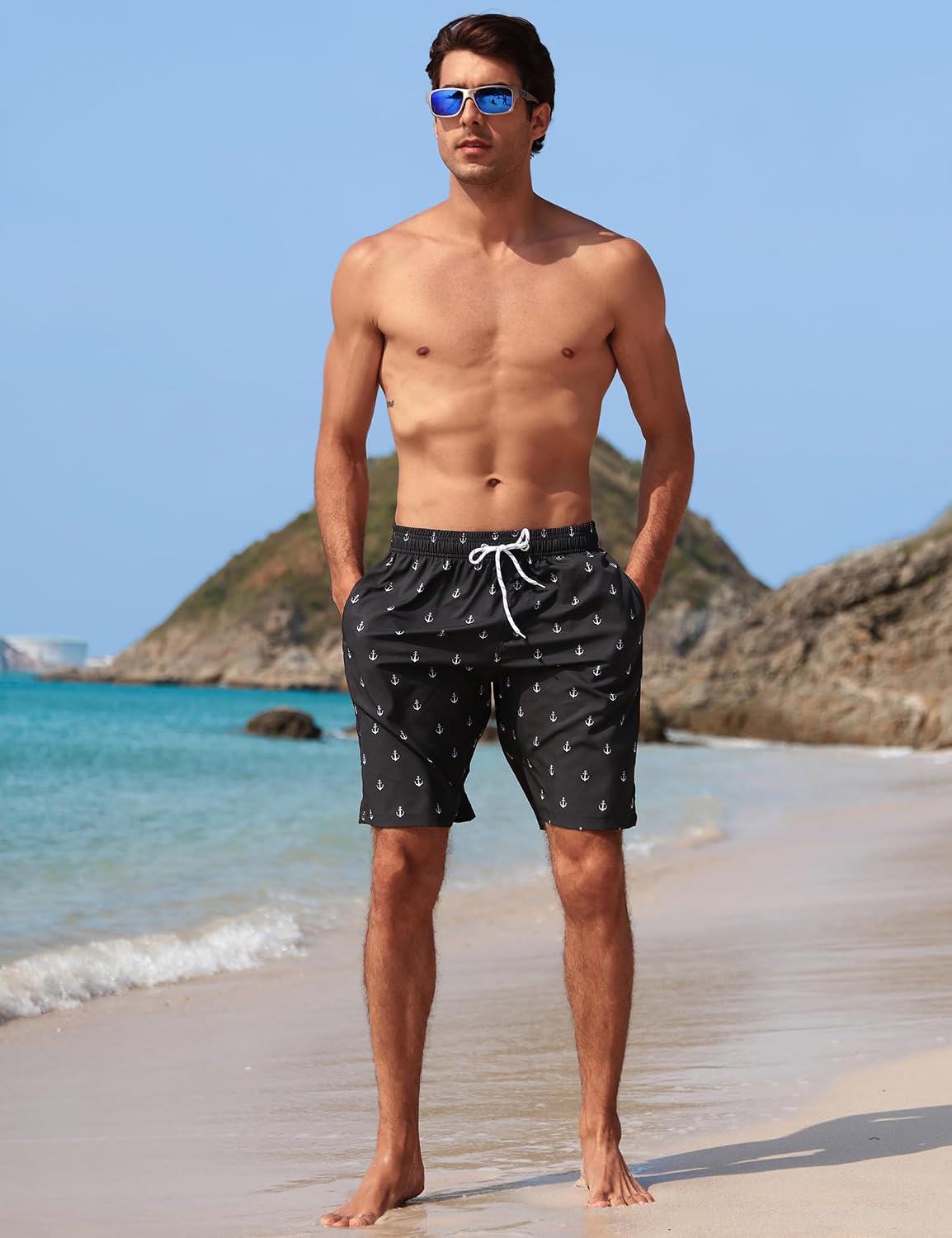 Detalle 2 de APTRO Men's 9" Swim Trunks with Mesh Lining and Quick-Dry Fabric