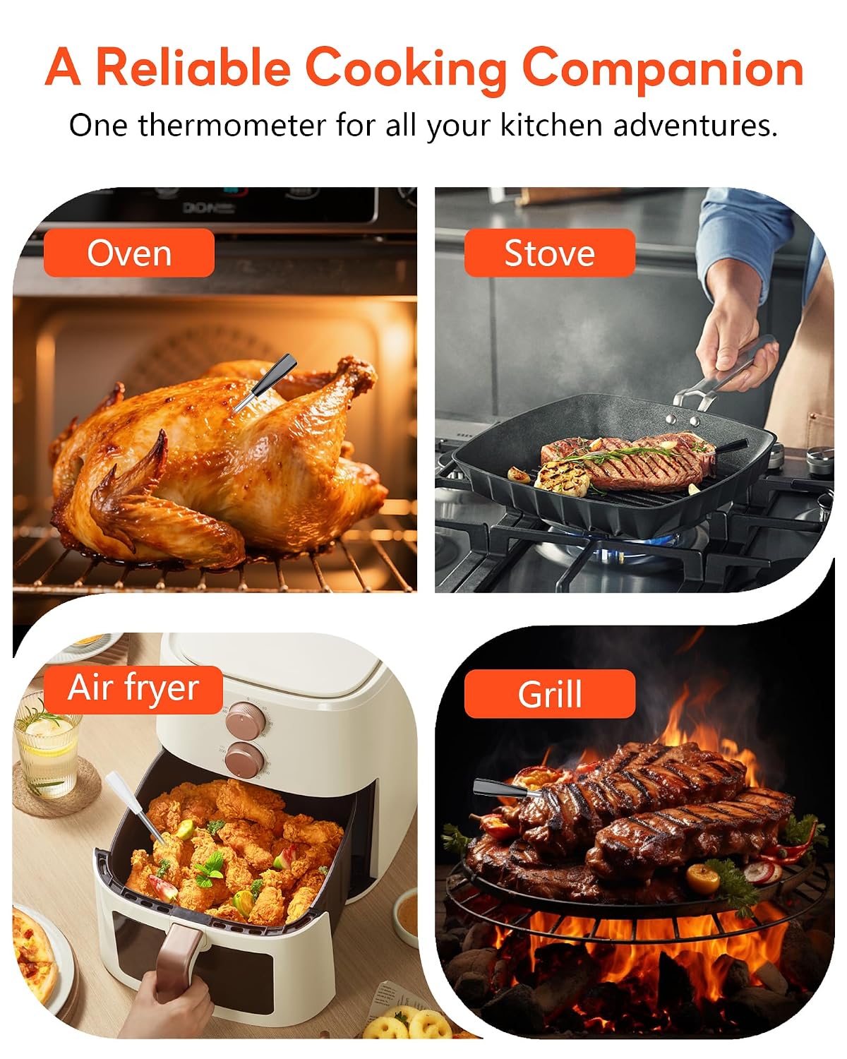 Thumbnail 6 de GJX DT-136 Wireless Meat Thermometer with Dual Probes, Bluetooth 5.3 and IP67