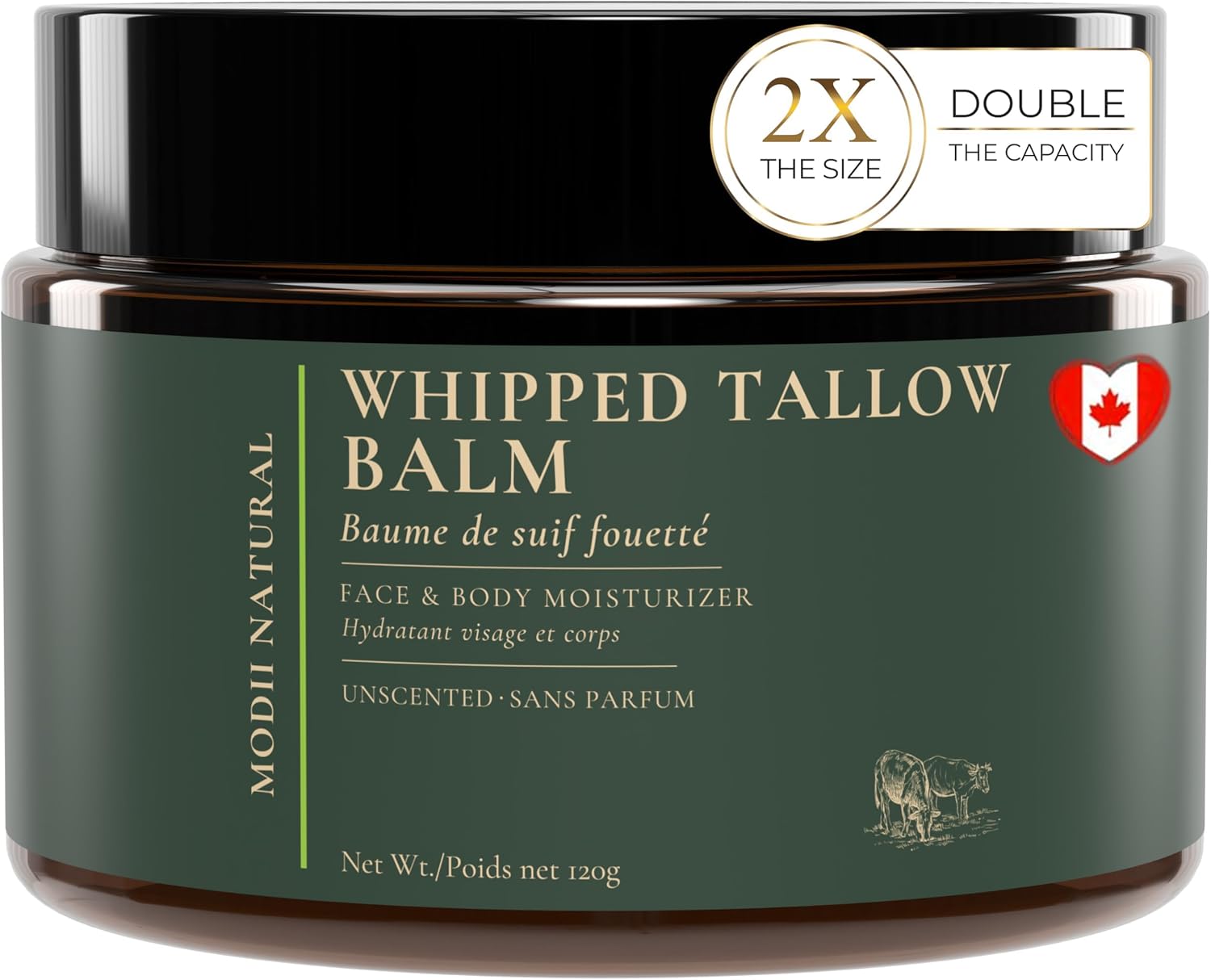 Detalle de Modii Natural Whipped Beef Tallow Moisturizer, Unscented Balm, 120ml/4oz