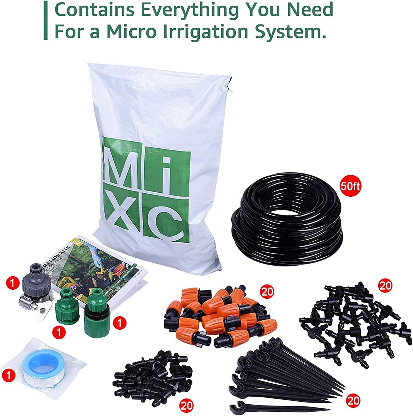 Thumbnail 6 de MIXC 15M Drip Irrigation System Kit — Easy Setup, Water-Saving Auto-Option with Adjustable Sprinklers