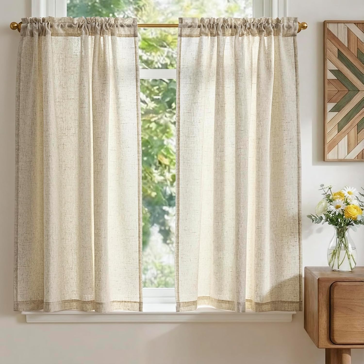Detalle de TOPICK Rideaux Cuisine 65 cm Beige đȘ