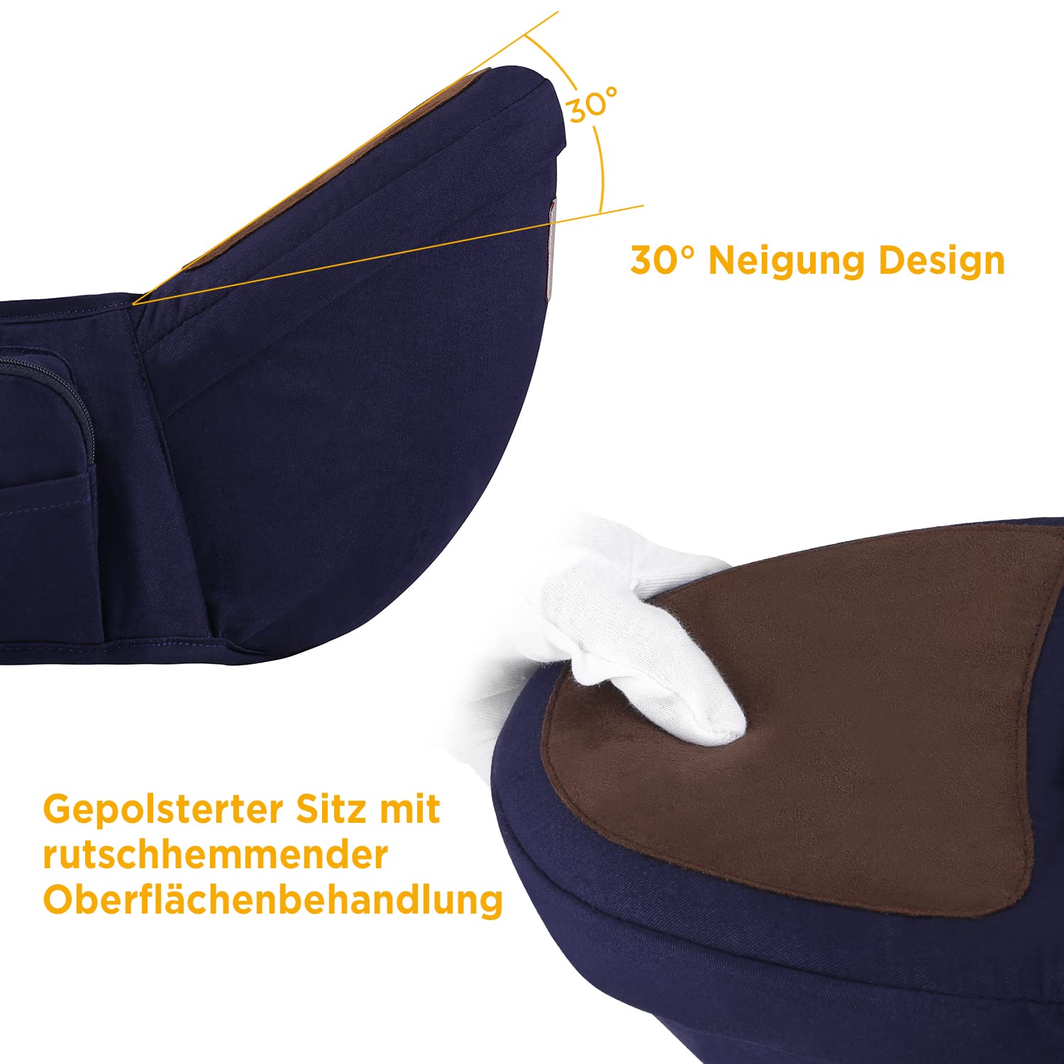 Thumbnail 2 de GAGAKU Baby Hüftsitz Leichte Taille Hocker – 4 Tragepositionen, 0–36 Monate, Blau