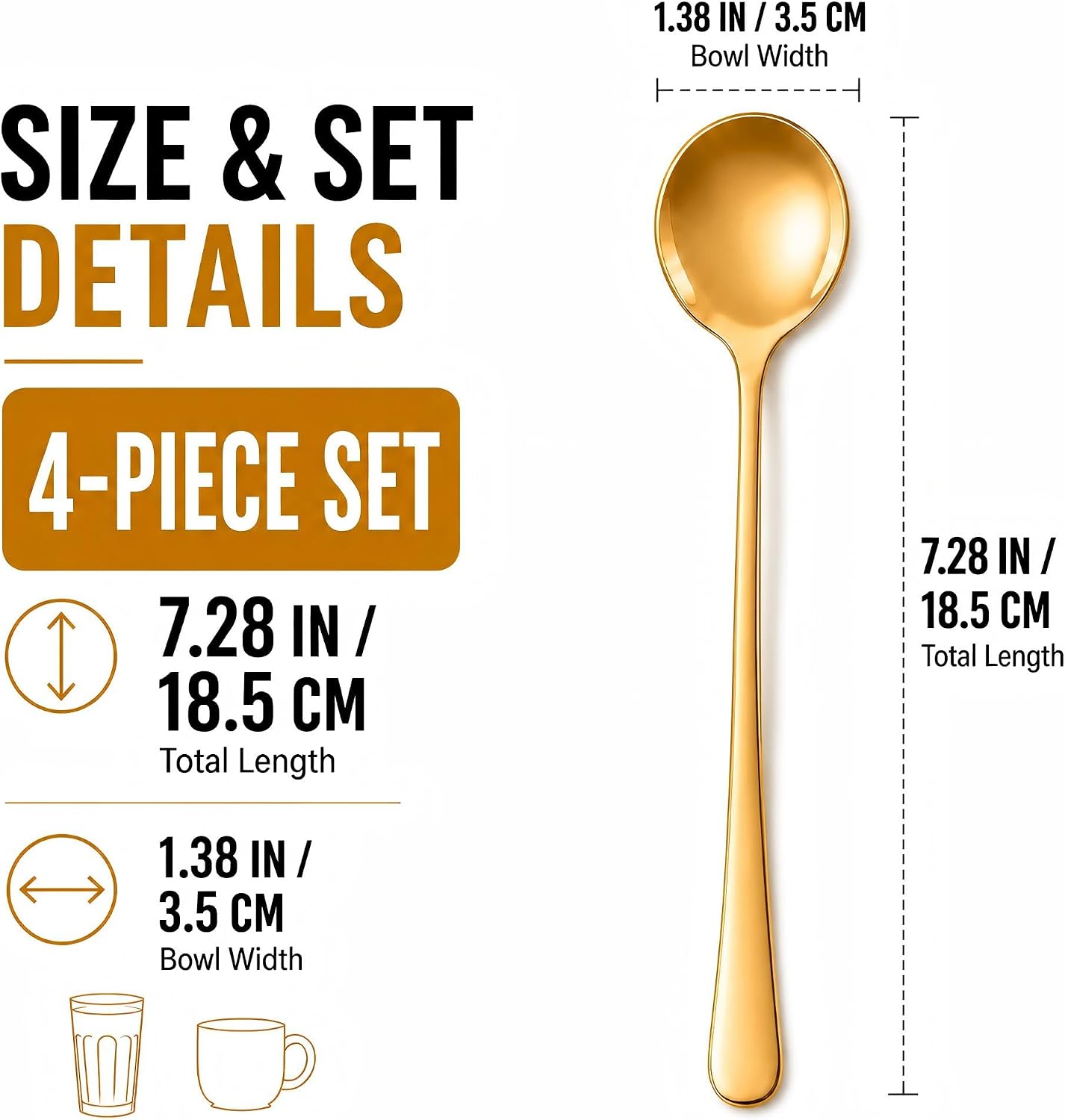Detalle de Long-Handle Coffee Spoons, 7.28-Inch