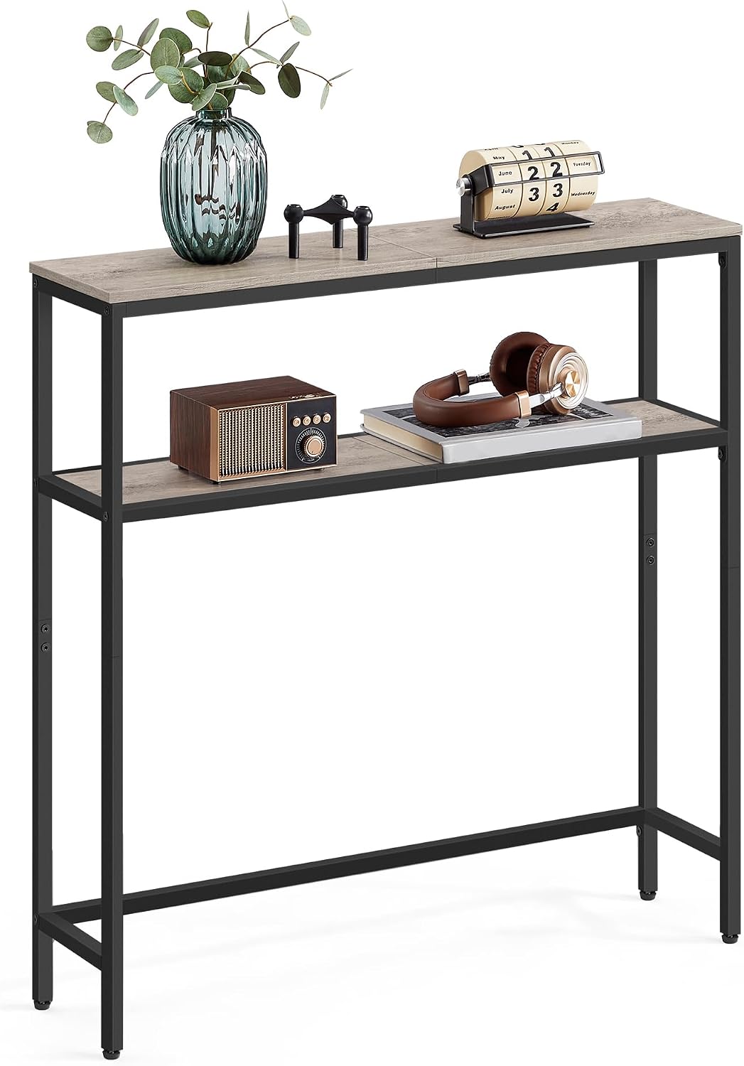 Detalle de VASAGLE BARNET LNT130K02V1 – konsola 20 cm z dwiema półkami, szarobeżowa
