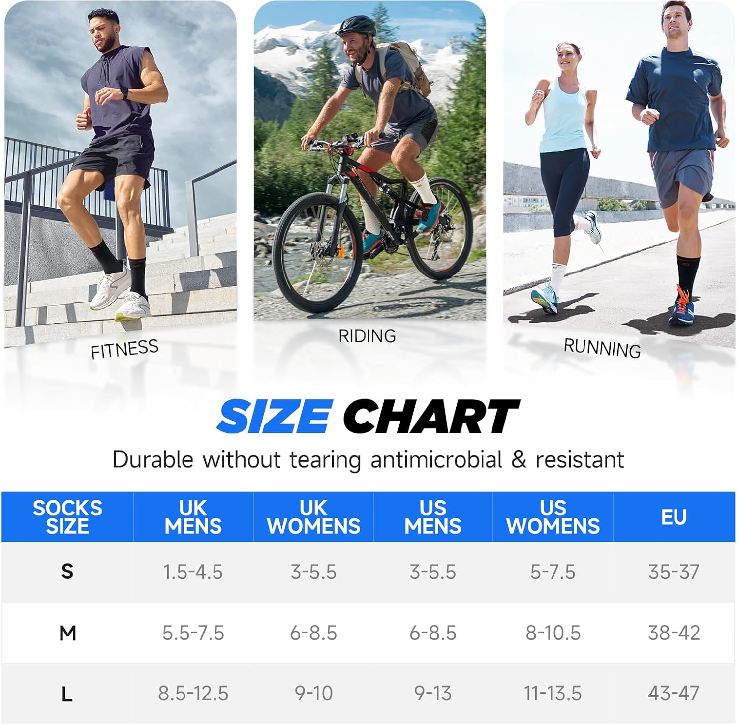 Thumbnail 6 de RUIXUE Mens Sports Hiking Socks – Breathable Cushioned Crew Socks for Trekking (5 or 6 Pairs)