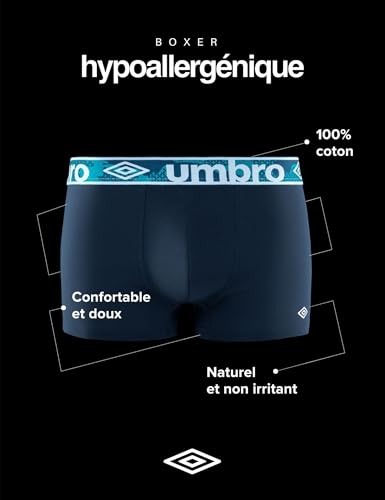 Detalle de Umbro Caleçon Boxer Homme 100% Coton – Lot de 5 Noir CLA3 (M)