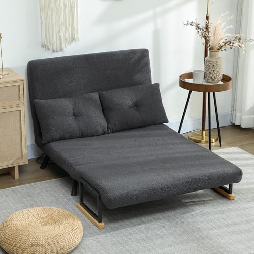 Thumbnail 8 de HOMCOM Sofá Cama Plegable 2 Plazas 🛋️ Gris Oscuro