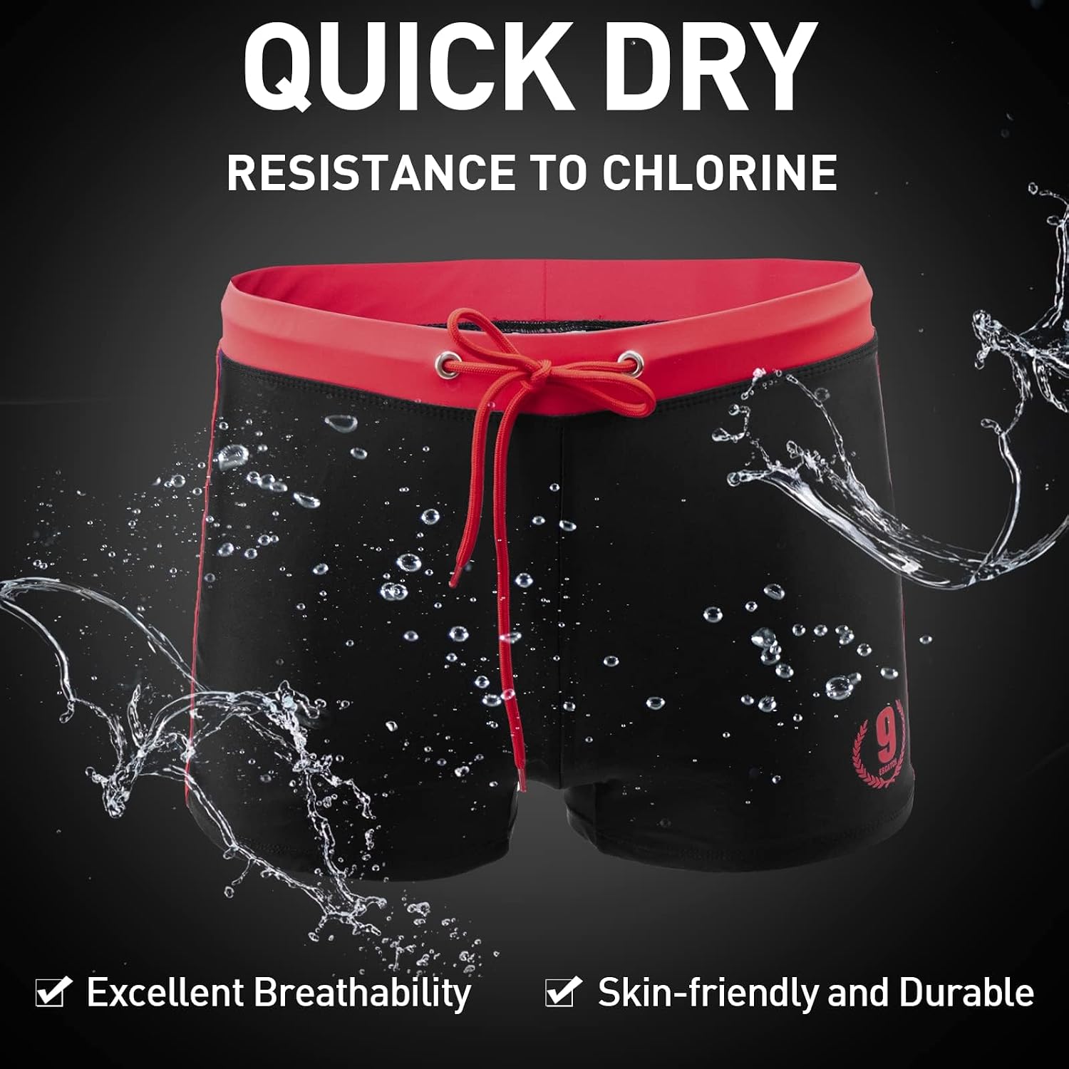 Detalle de Arcweg Badehose Herren Eng Kurz Badeshorts mit Tunnelzug – UV‑Schutz, schnell trocknend und elastisch