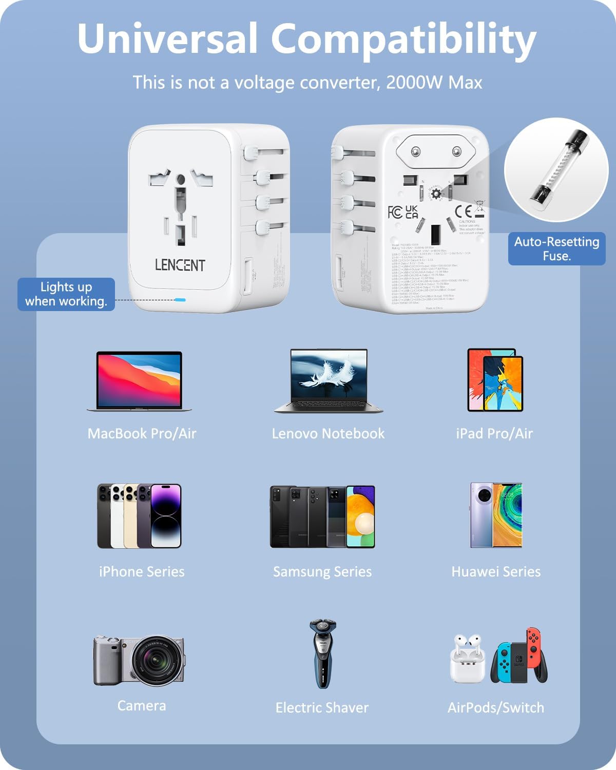 Thumbnail 4 de LENCENT Adaptador GAN 100W USB-C 4x C + USB-A