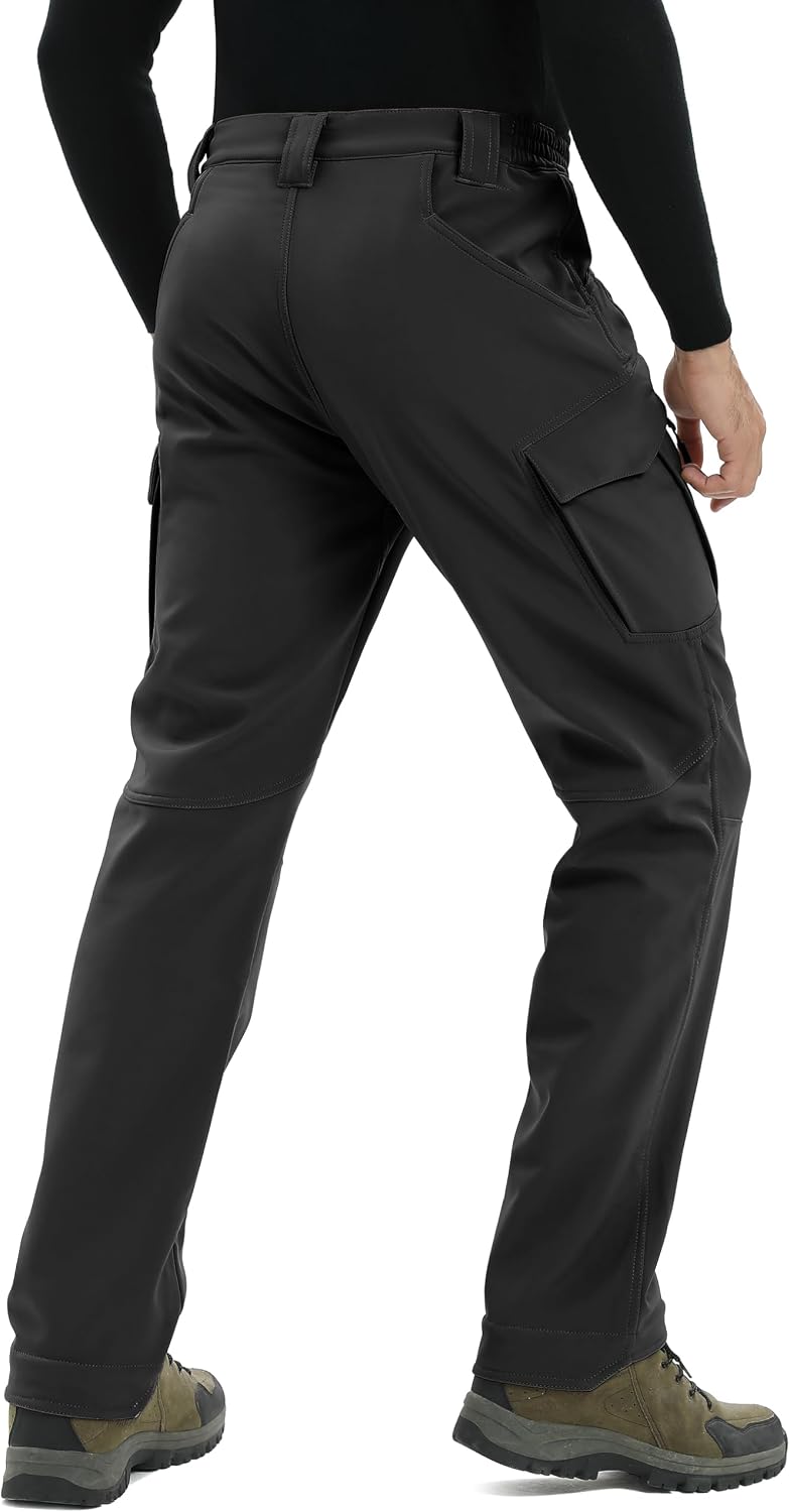 Detalle de TACVASEN Men's Winter Softshell Pants, Fleece-Lined, Water-Resistant, 8 Pockets