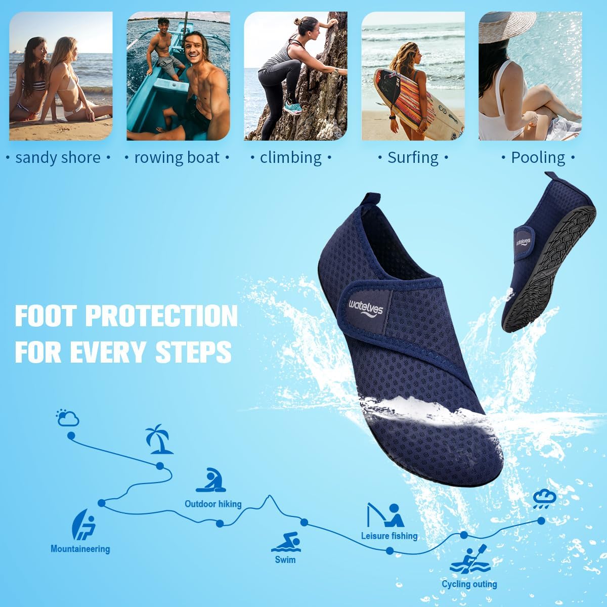 Thumbnail 5 de WateLves Chaussures de Bain d'eau – Chaussures aquatiques légères pour plage et piscine