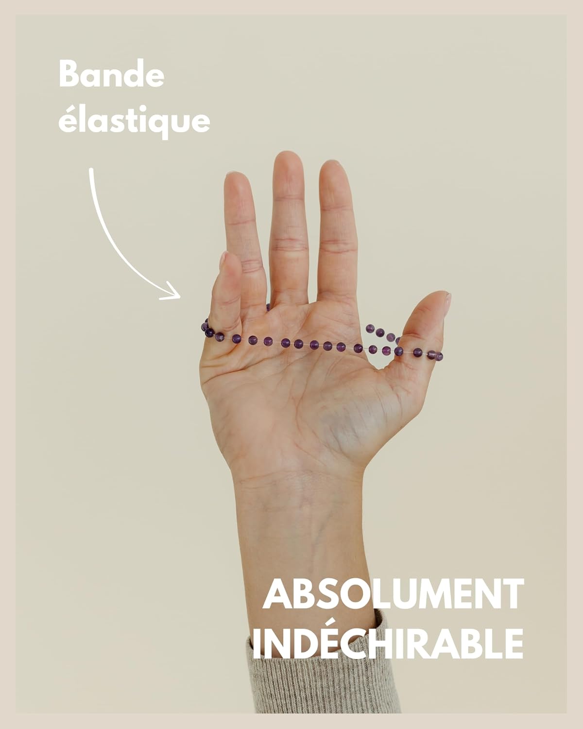 Detalle de Bracelet en perles avec pierres naturelles et perle argent 925 – 4 mm, ajustable 15–19 cm