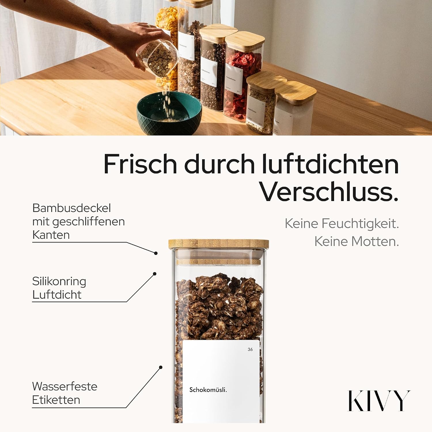 Thumbnail 5 de KIVY Vorratsgläser eckig 12er Set