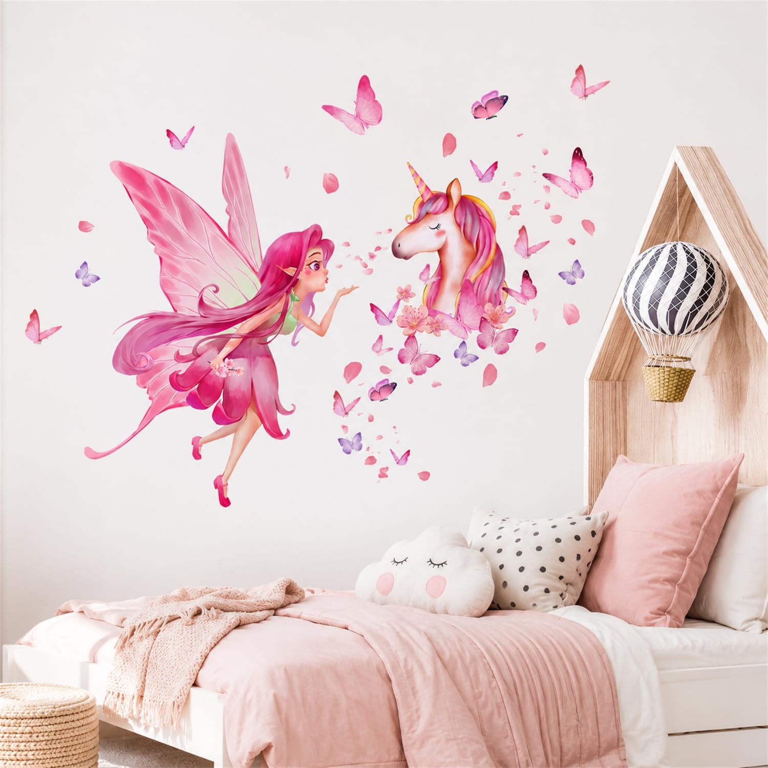 Thumbnail 2 de Pink Fairy Unicorn Wall Stickers for Girls Bedroom
