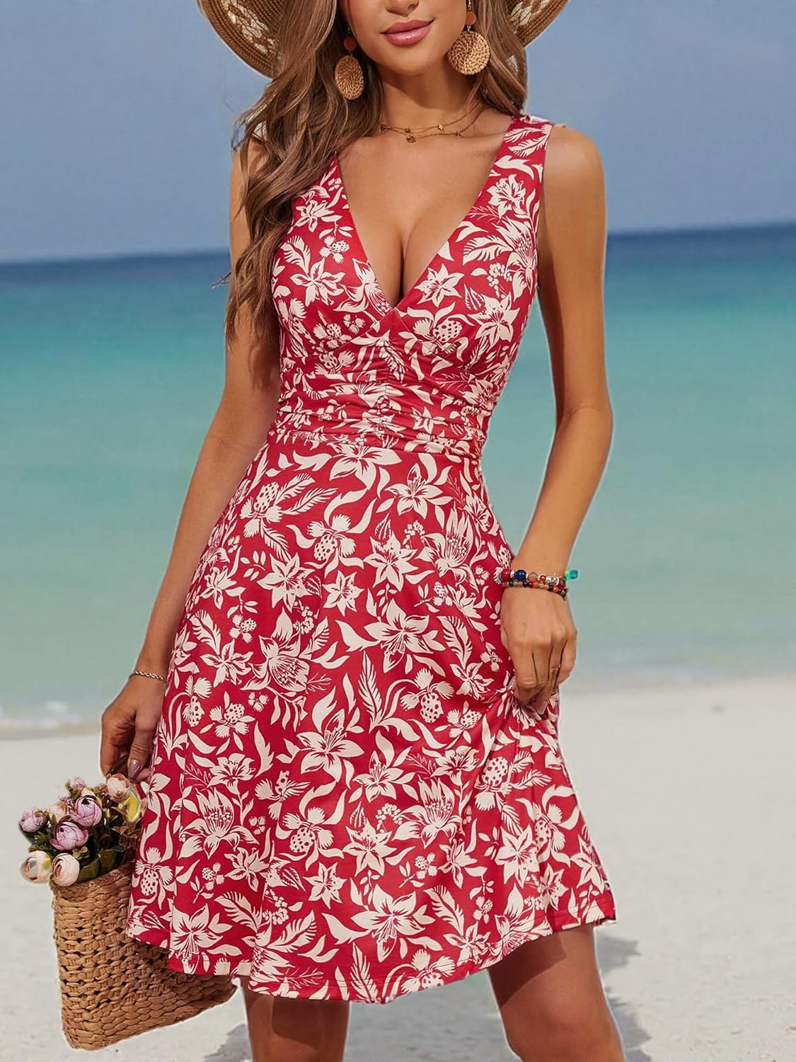 Thumbnail 5 de OURIN Women's Deep V Neck Floral Dress