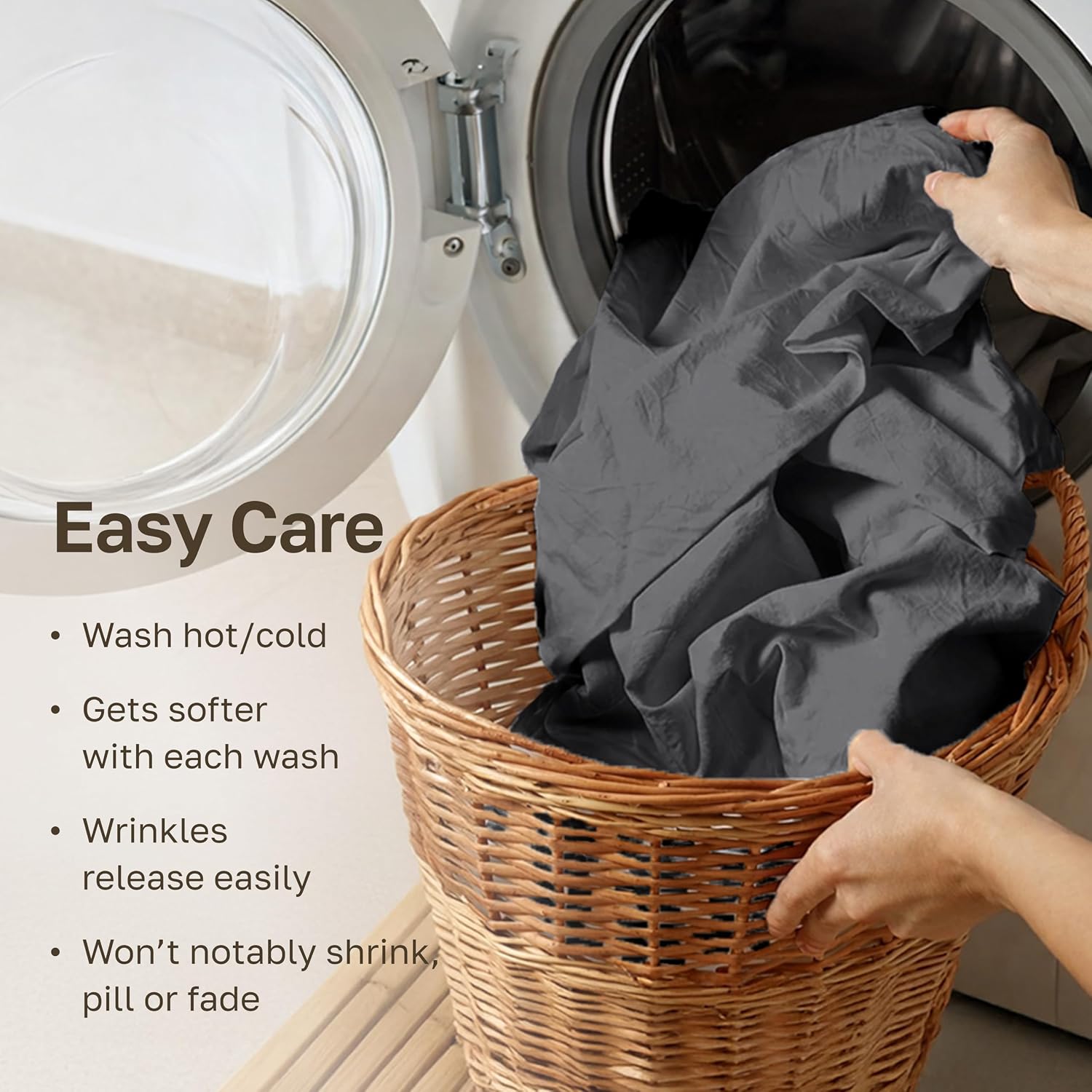 Thumbnail 6 de California Design Den 840307166982 Organic Cotton Queen Fitted Sheet, Grey Percale