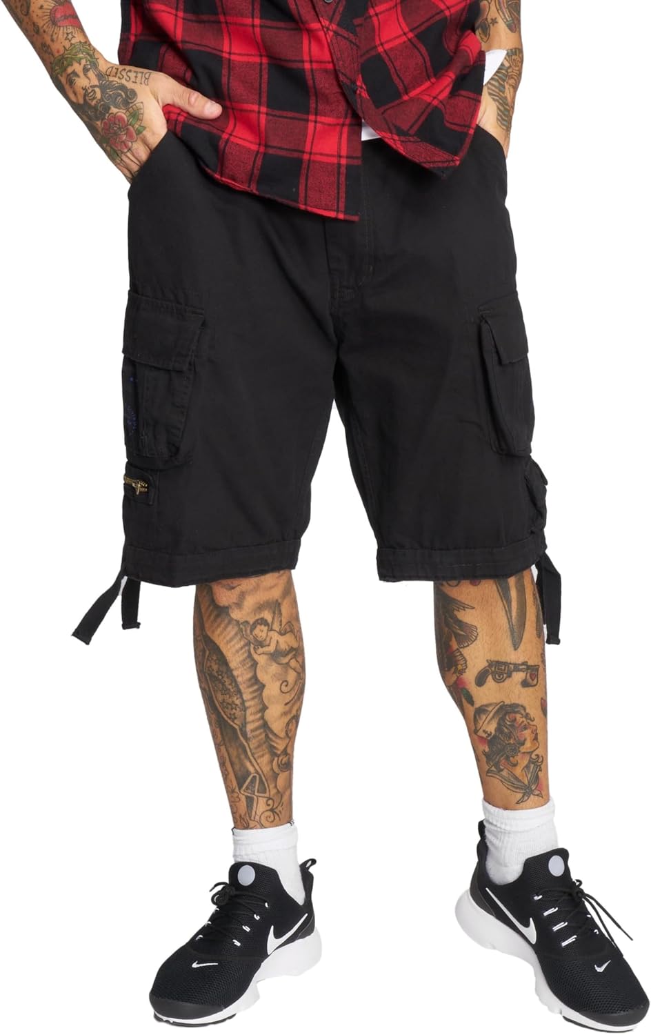 Detalle de Brandit Herren Savage Vintage Cargo Shorts – robuste Vintage-Cargoshorts mit Gürtel und Taschenvielfalt