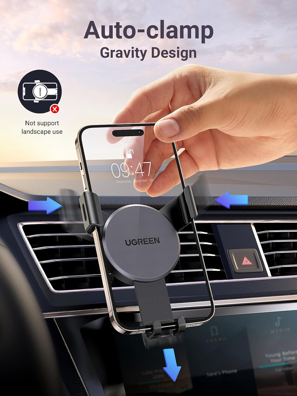 Detalle 1 de UGREEN Car Phone Holder Air Vent Gravity Mount