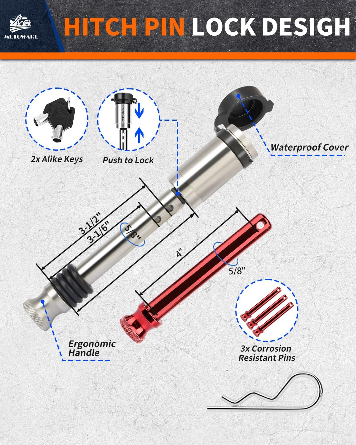 Thumbnail 5 de METOWARE Adjustable Trailer Hitch 18,000 lb