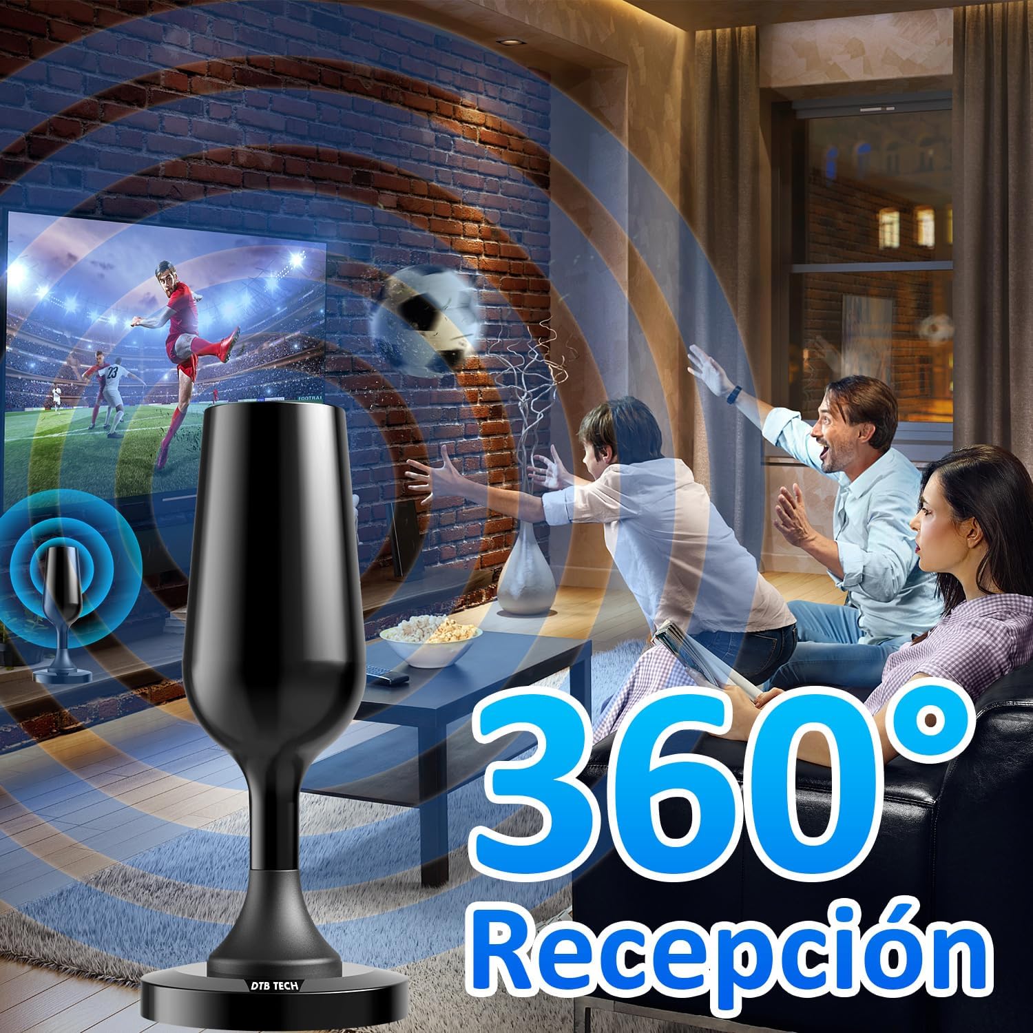 Detalle de Antena TV Interior portátil HD 8.2ft