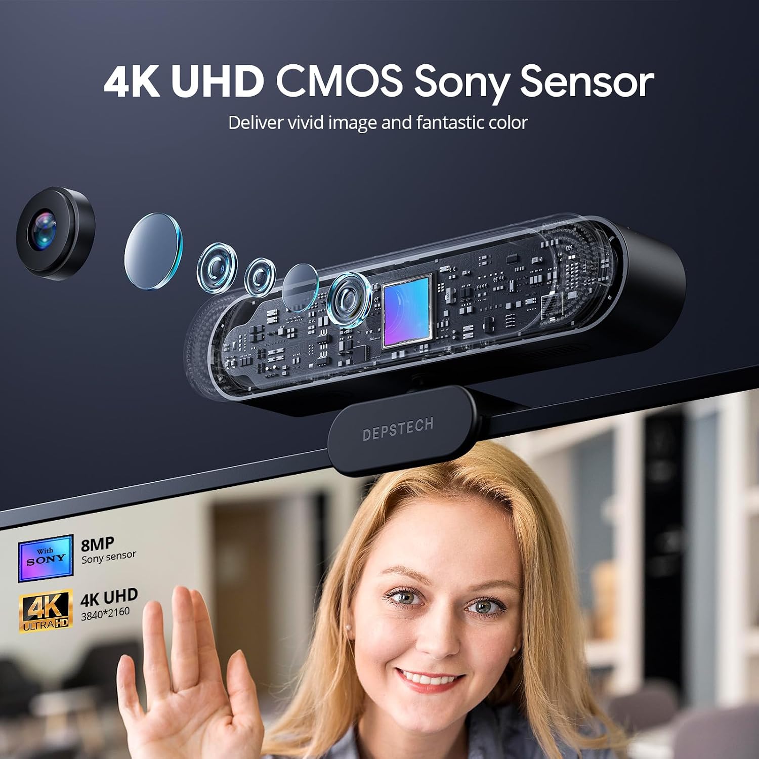 Detalle 2 de DEPSTECH 4K Webcam 1/2.55" Sony sensor
