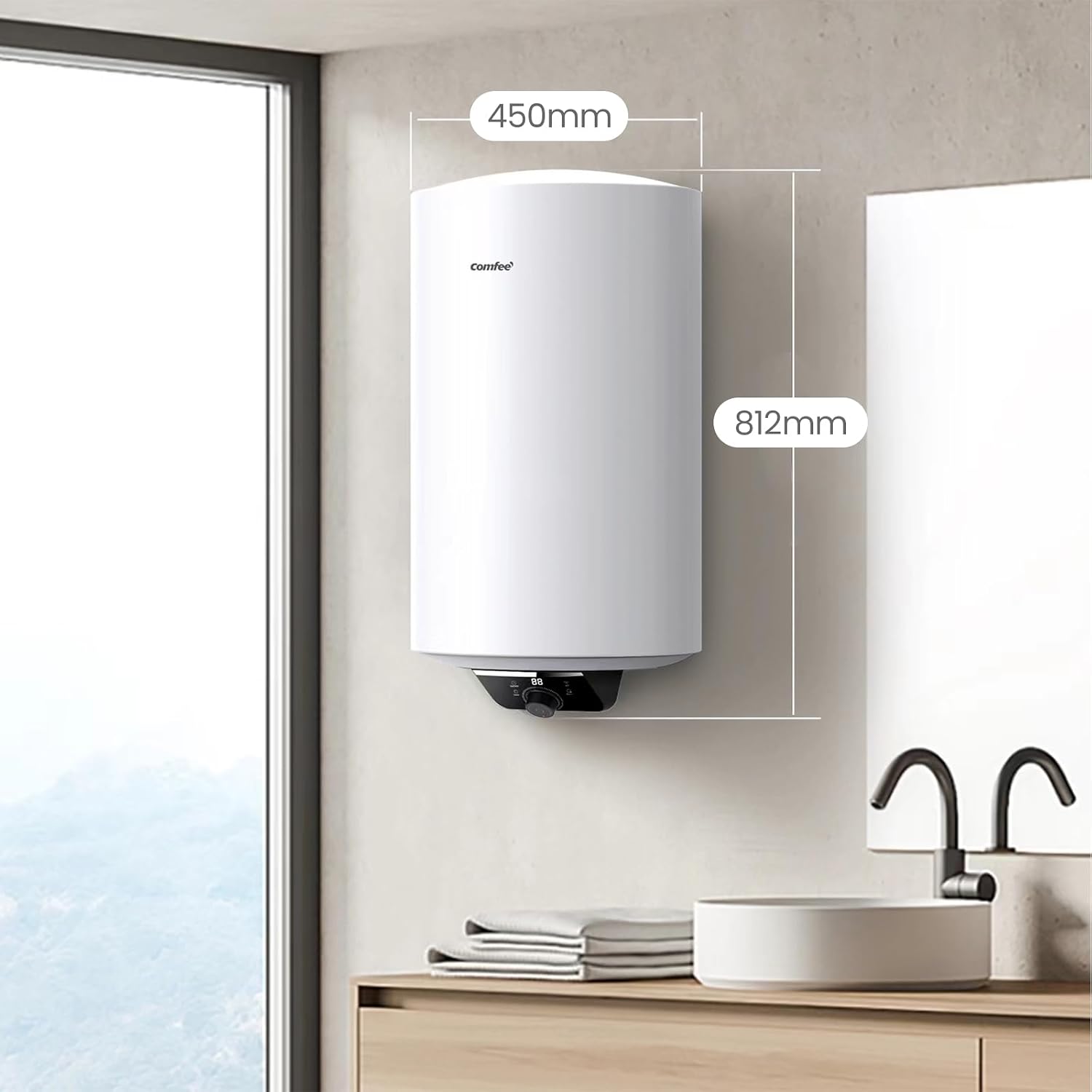 Detalle 2 de COMFEE' D80-15EFG chauffe-eau électrique 80 L mural 🌡
