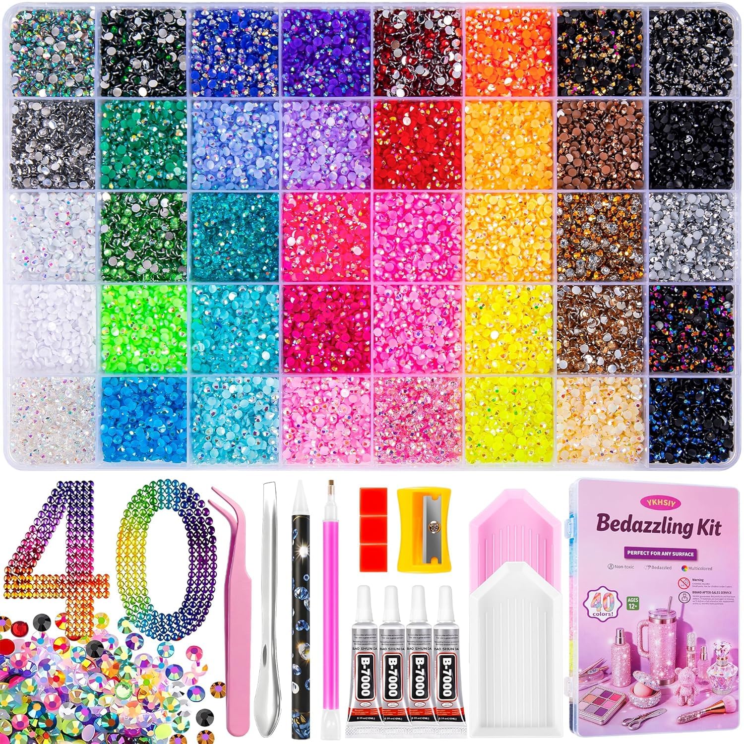 Bedazzling Kit 40000Pcs 40 Colors Resin Jelly Rhinestones – All‑In‑One DIY Bedazzling Set