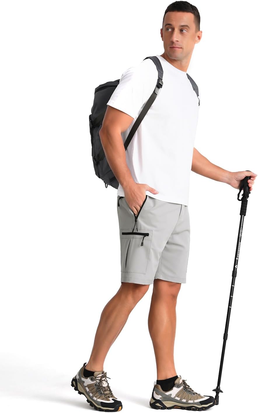 Detalle de iCKER Mens Cargo Shorts: Quick Dry Outdoor Hiking Shorts with Zip Pockets
