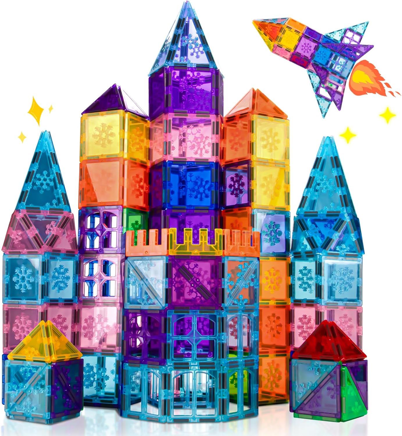 Detalle de Xekel Costruzioni Magnetiche per Bambini 100 Pezzi – Set Educativo in ABS con Basi per Veicoli