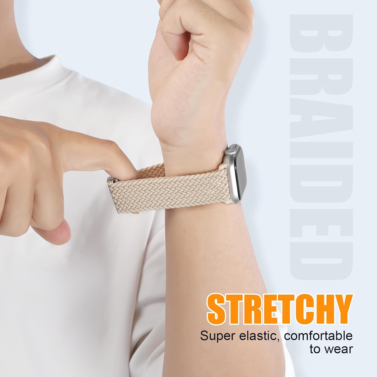 Thumbnail 3 de Magnetic Braided Stretchy Loop for Apple Watch — 38mm to 49mm, Nylon Braided Solo Loop with Magnetic Clasp