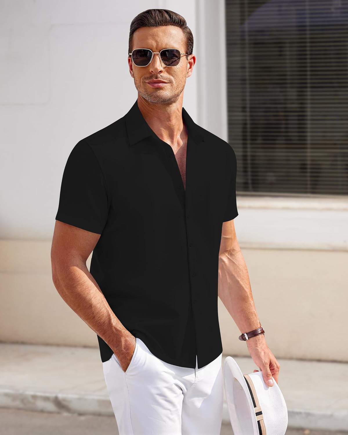 Thumbnail 3 de J.VER Herren Kurzarm Businesshemd Regular Fit „Button Down“ mit Stretch – Sommer- & Freizeithemden