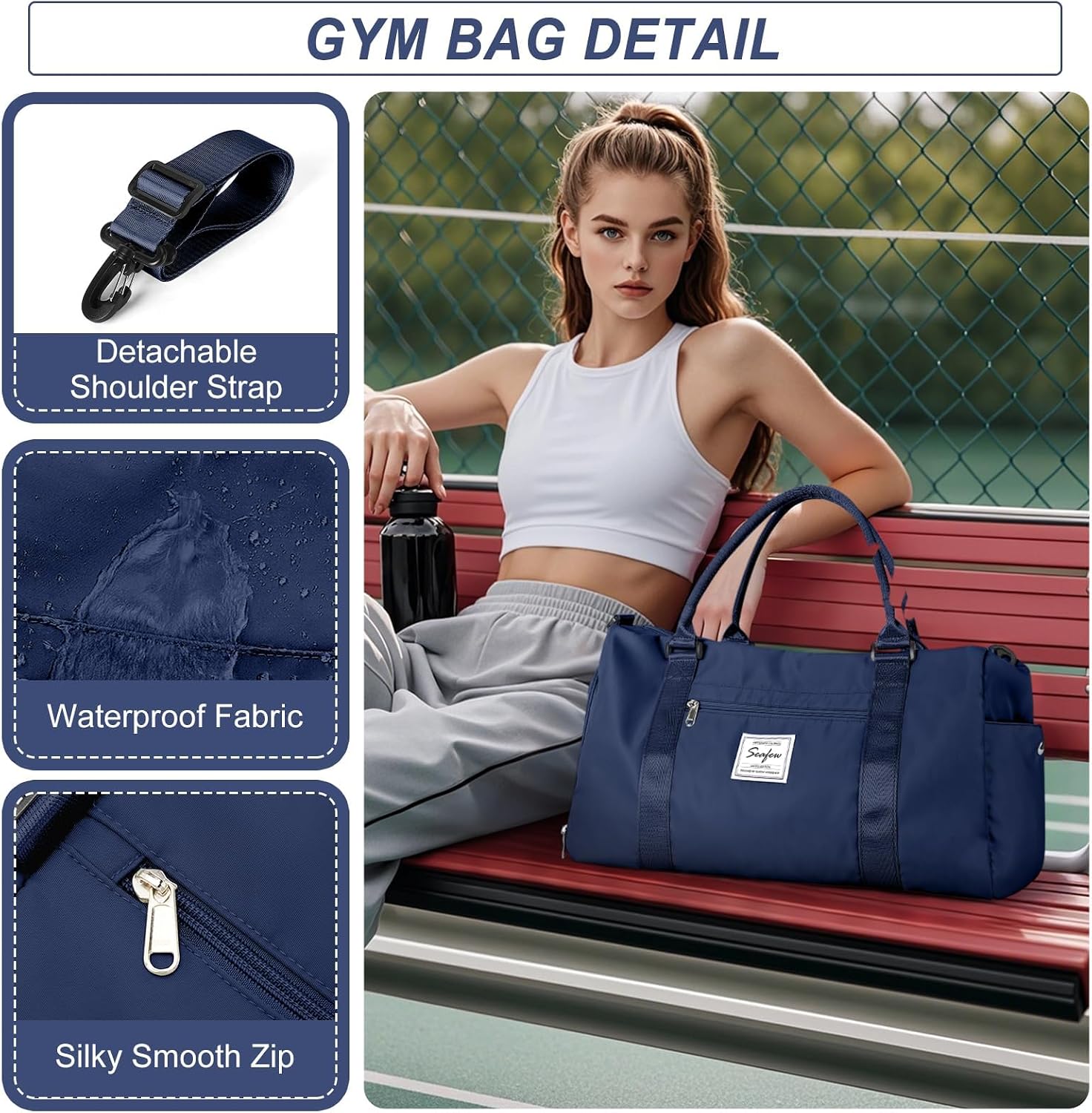 Detalle de HYC00 Sport Duffel Bag (HYC00) – Sporttasche mit Nassfach, Schuhfach und Tragevarianten