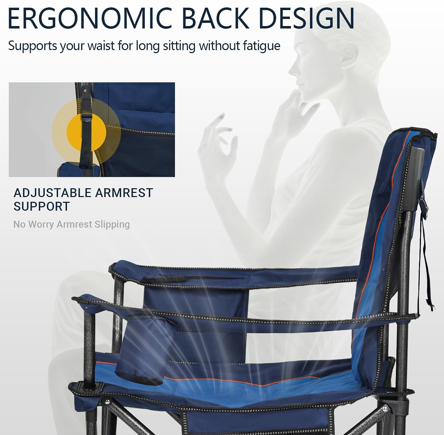 Thumbnail 6 de Overmont Oversized Camping Chair for Adults — Heavy-Duty 500 Lb Capacity (2-Pack)