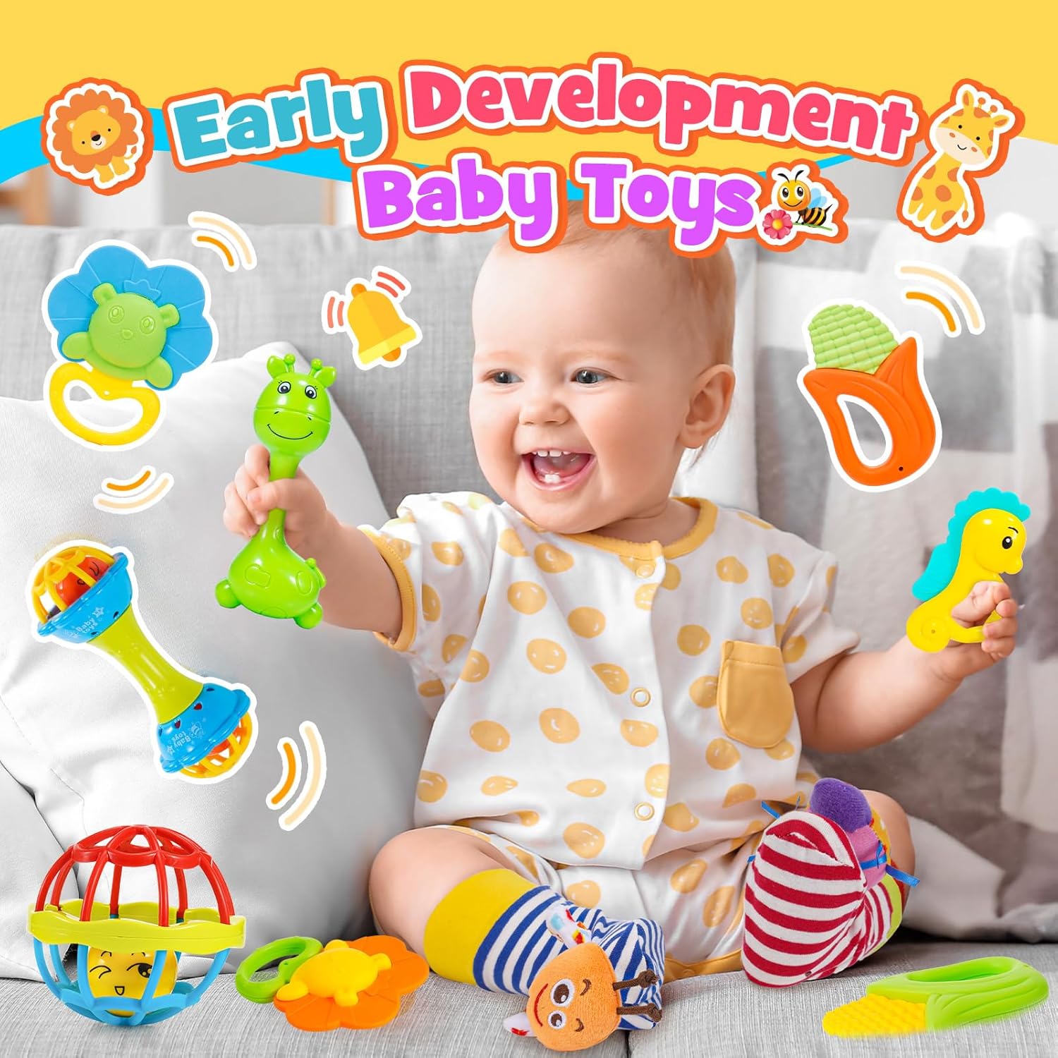 Thumbnail 5 de Wootoyz Baby Rattle Set 0–6 months