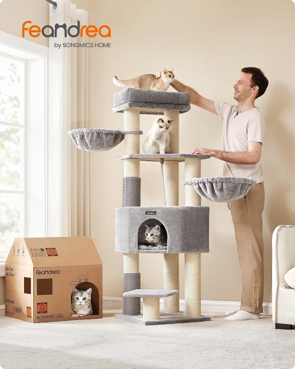 Detalle 2 de Feandrea CLAWFY PCT003N01 Cat Tree, 160 cm, 9 Sisal Scratching Posts