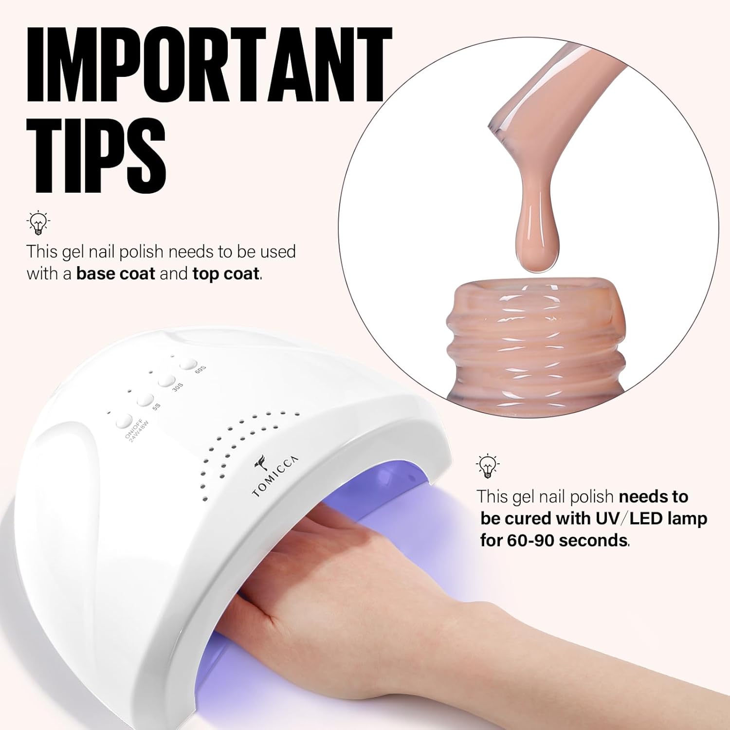 Thumbnail 4 de TOMICCA UV-Nagellack in Nude-Farben (8 ml) als Gel-Lacquer für UV/LED – Soak-off Maniküre