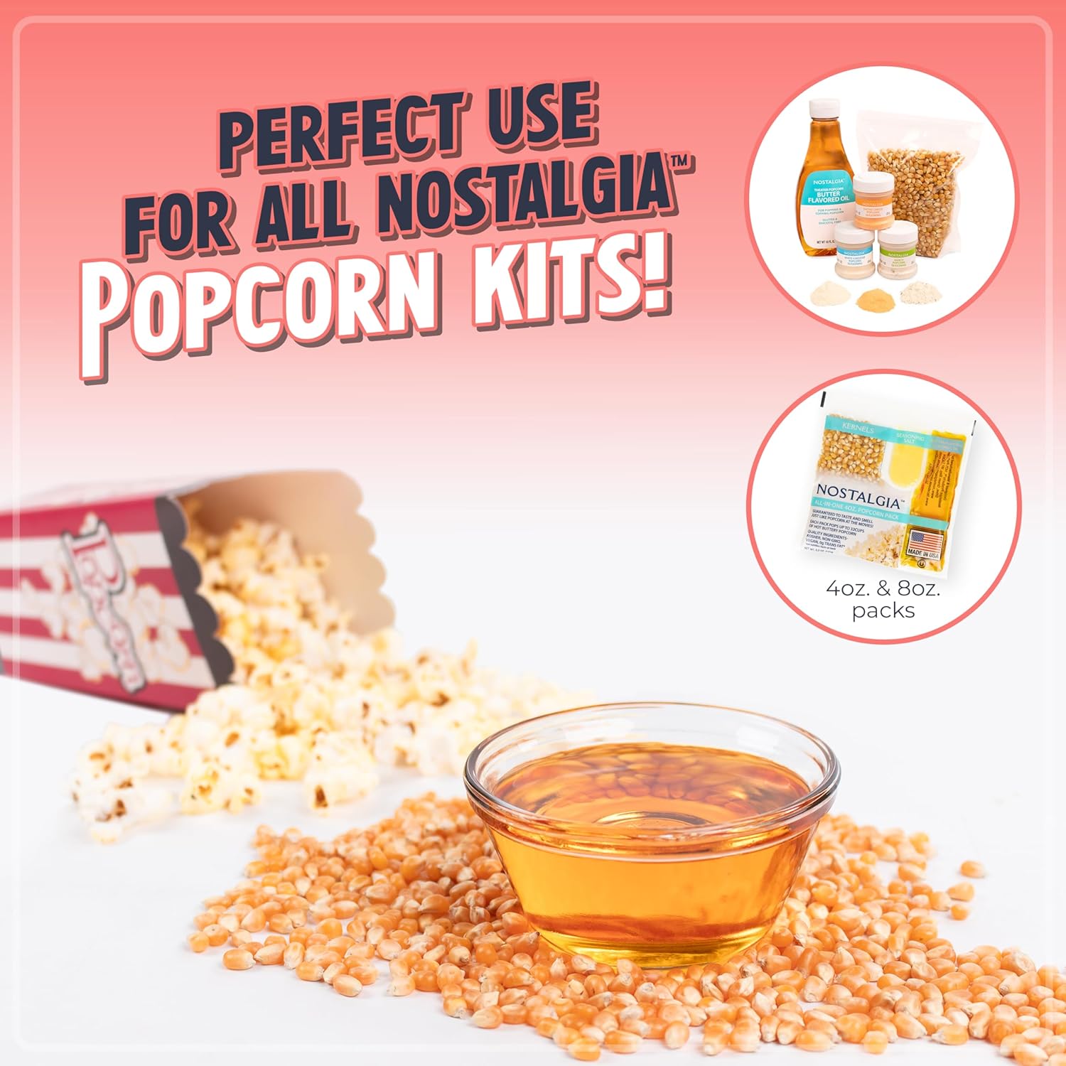 Thumbnail 6 de Nostalgia Vintage Hot-Air Popcorn Maker: 12-Cup, Oil-Free, White & Red on a Classic Cart