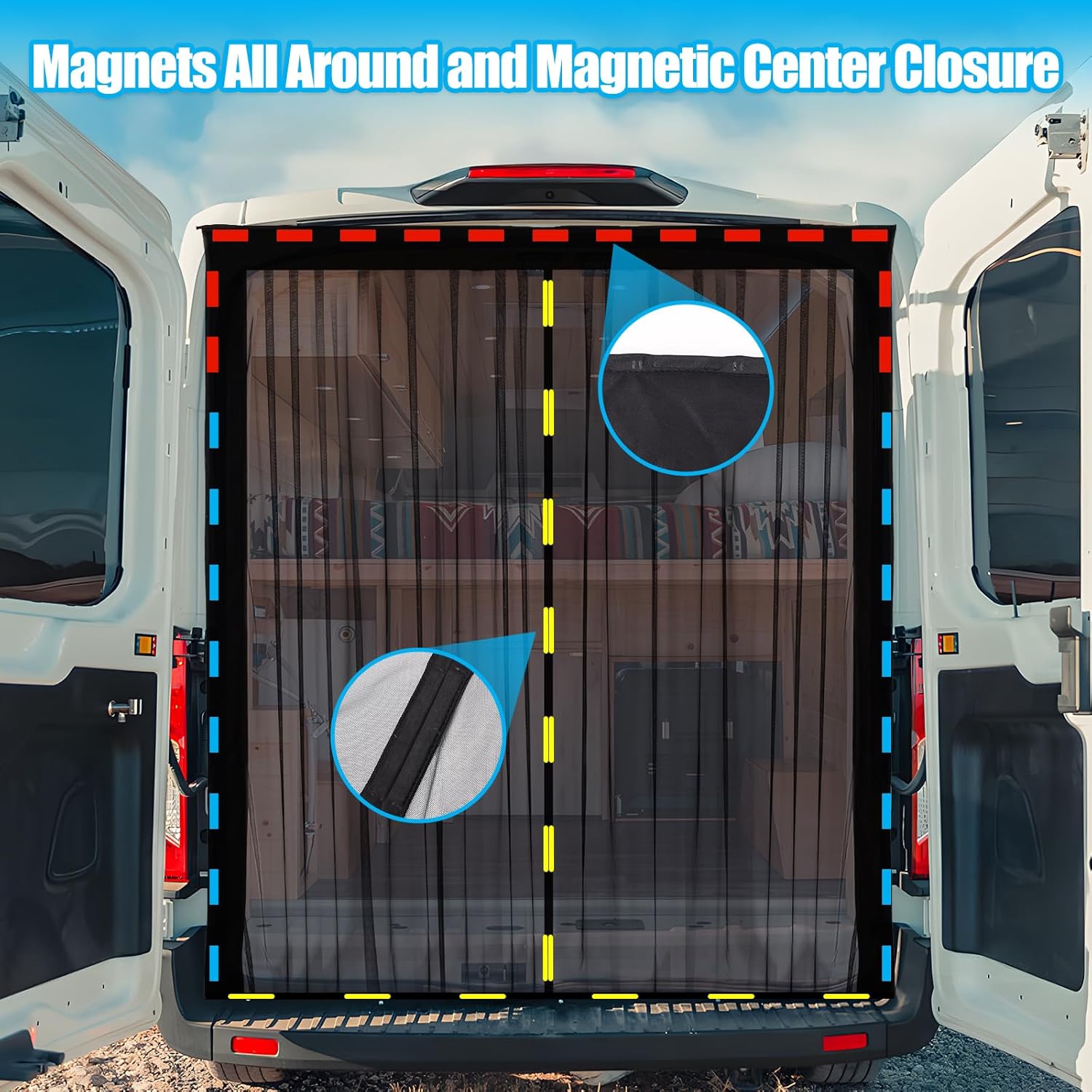 Detalle 2 de ZATOOTO Fliegengitter-Van mit Magnetverschluss – Magnetsystem, Insektenschutz für Opel Movano/Fiat Ducato Hochdach