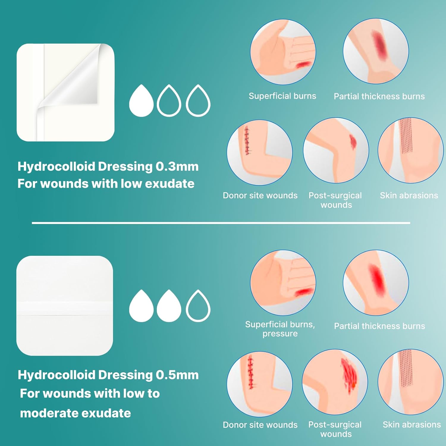 Thumbnail 4 de Dimora Hydrocolloid Wound Dressing, 4" x 4", Thin Waterproof Self-Adhesive Patches