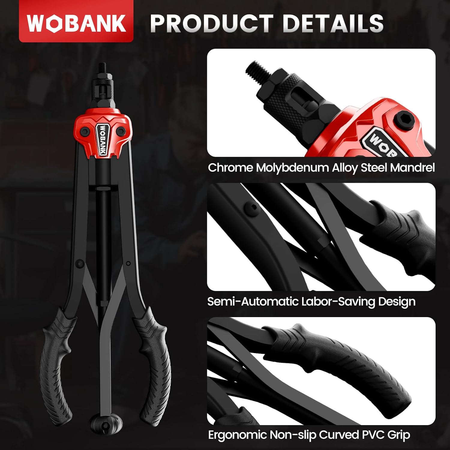 Thumbnail 6 de WOBANK Rivet Nut Tool Kit (16-inch) with 290 Rivet Nuts, 15 Mandrels & Carry Case