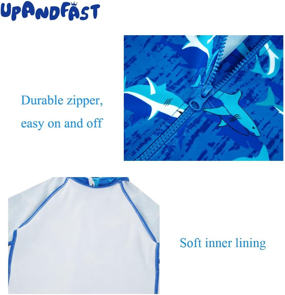 Detalle de upandfast Baby Boy Swimwear Infant One Piece Zip Swimsuit with Sun Hat and UPF 50+ Protection